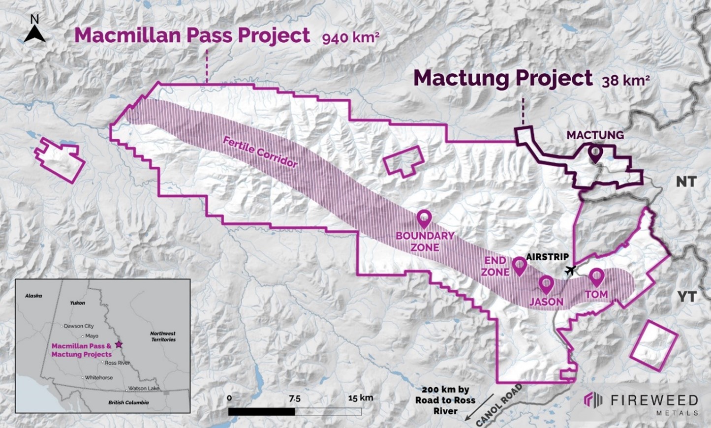 Map 1: Macmillan Pass Project and Mactung Project locations.